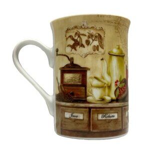 Masterpiece Collection Coffee Mug Ceramic Java Robusta Mocha Cup Vintage Look